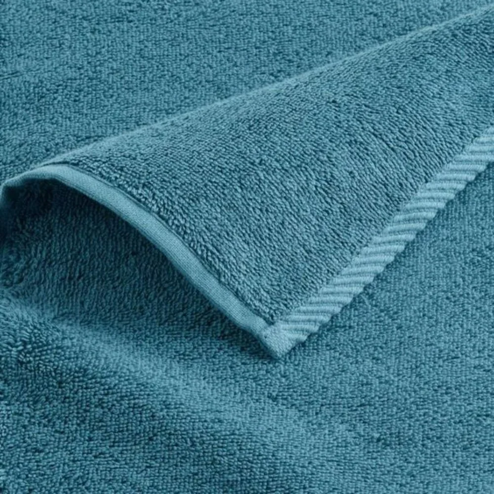 Crate& Barrel Quick-Dry Teal Organic Cotton Hand Towel